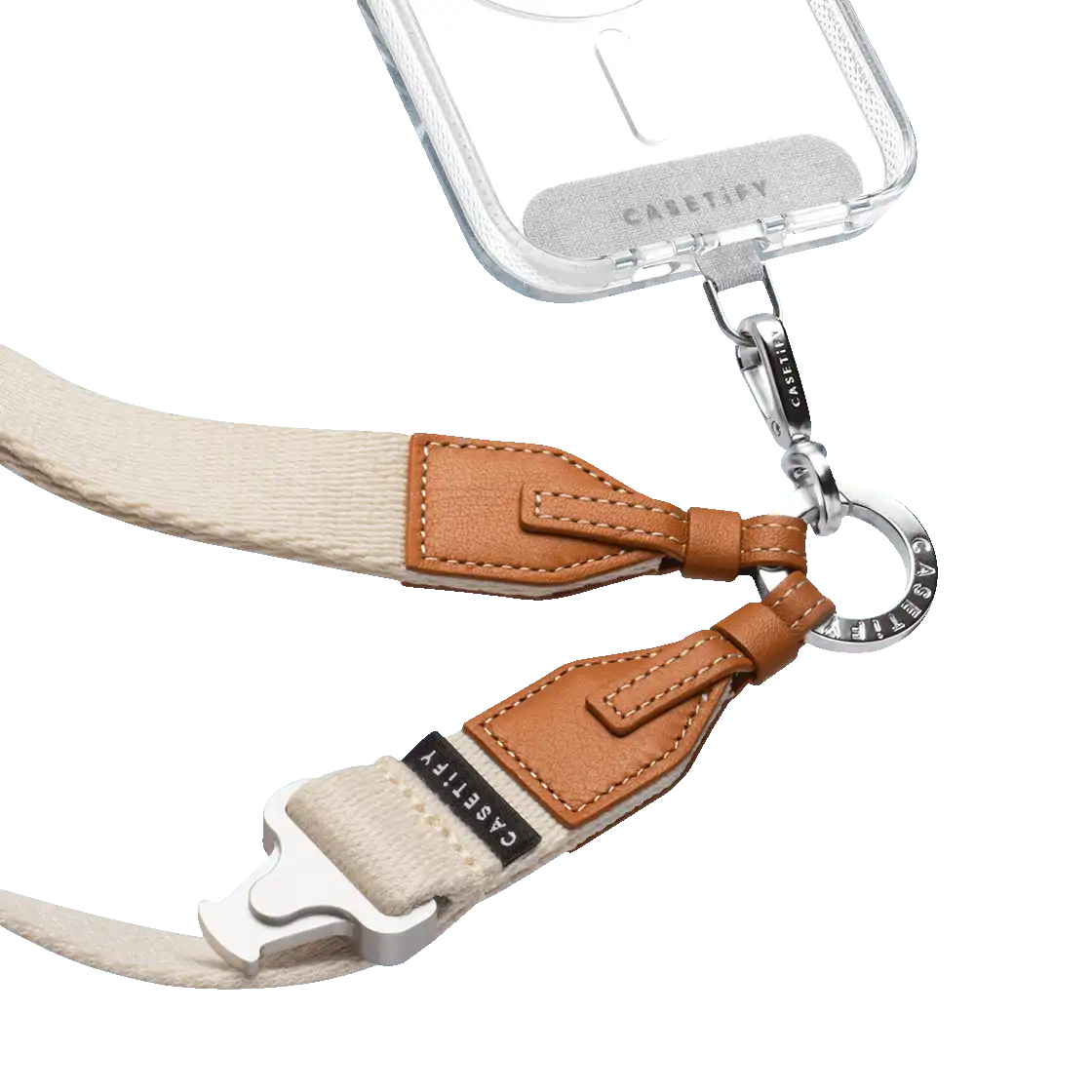 Utility Cross-body Lanyard with Earbuds Leather Case