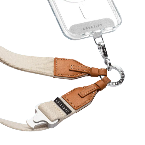 Utility Cross-body Lanyard with Earbuds Leather Case