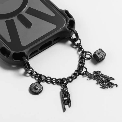 DIESEL Matte Black Thin Metal Phone Charm