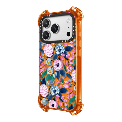 Girly Pink Navy Blue Watercolor Flowers Roses Leaves Pattern