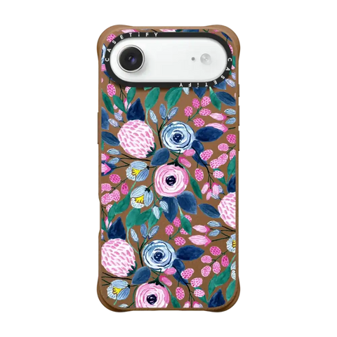 Girly Pink Navy Blue Watercolor Flowers Roses Leaves Pattern