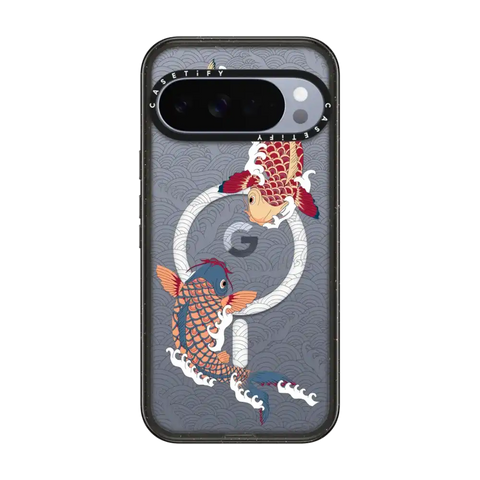 koi fish Japanese tattoo style transparent pattern