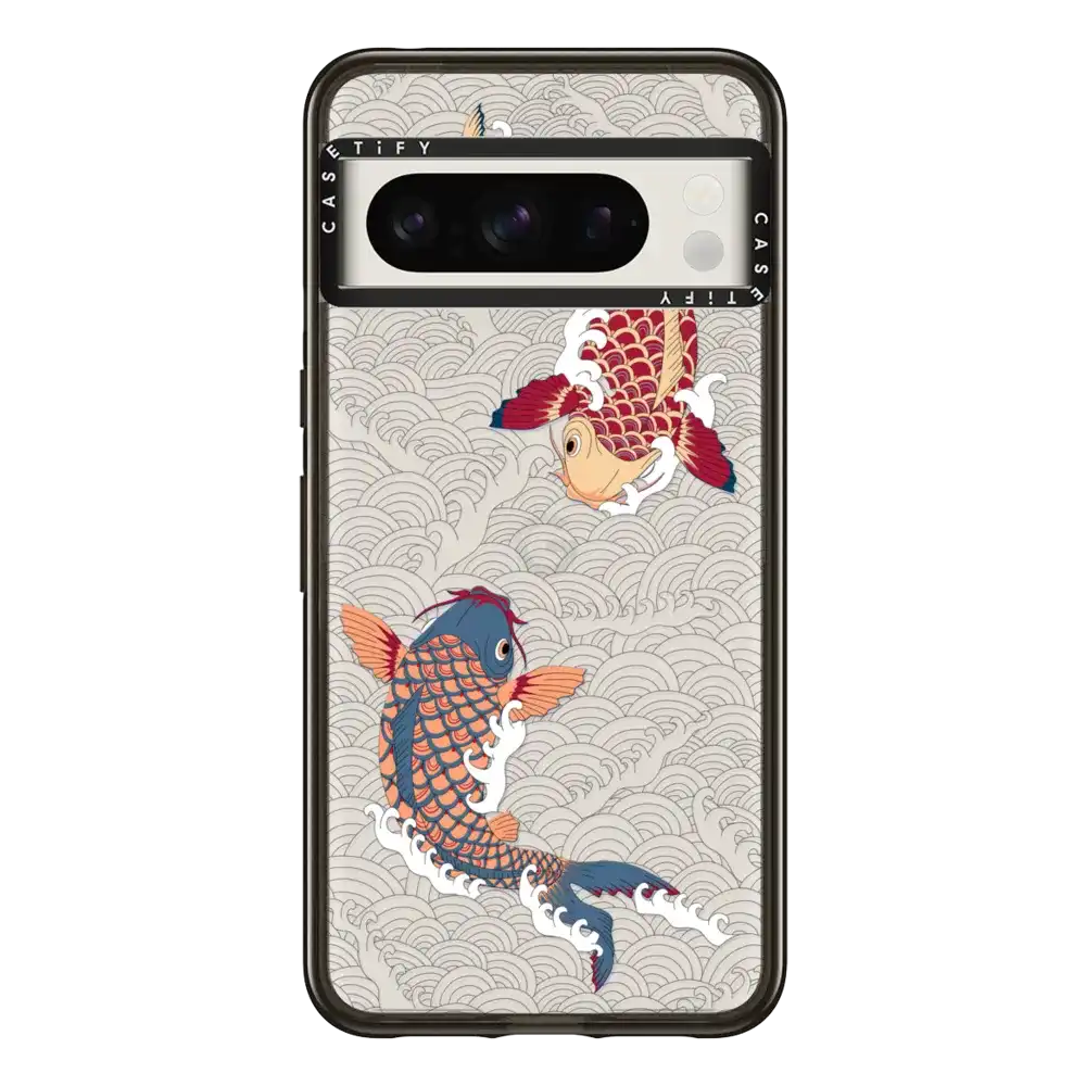koi fish Japanese tattoo style transparent pattern