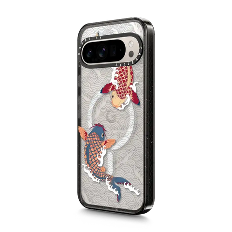 koi fish Japanese tattoo style transparent pattern