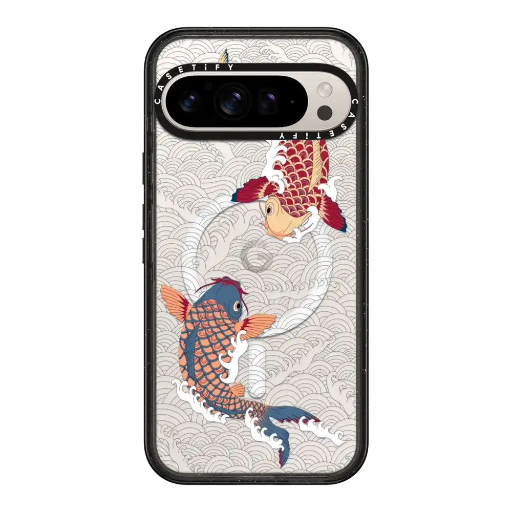 koi fish Japanese tattoo style transparent pattern