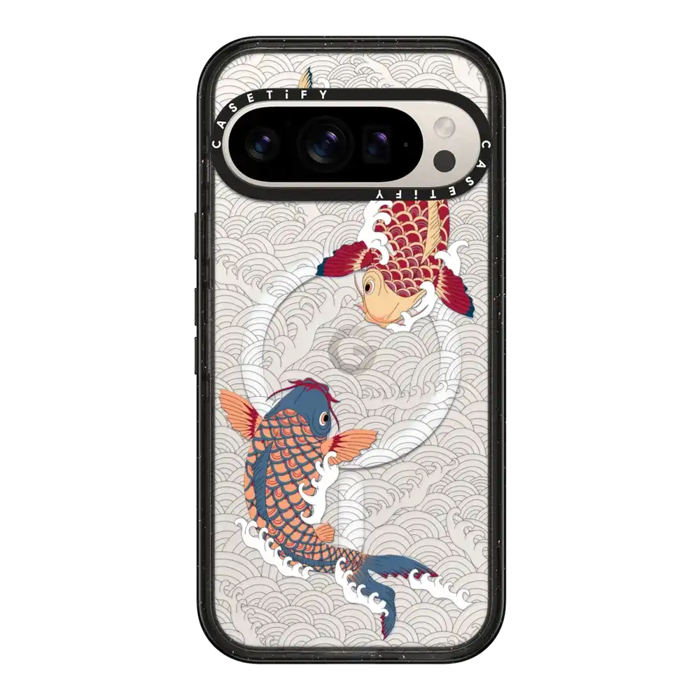 koi fish Japanese tattoo style transparent pattern