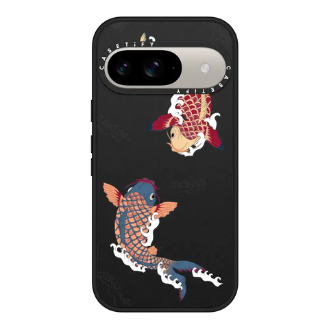 koi fish Japanese tattoo style transparent pattern
