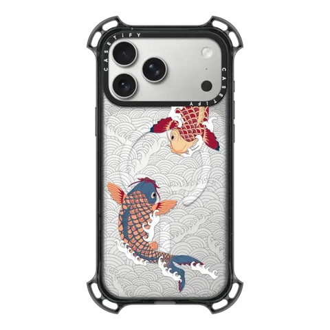 koi fish Japanese tattoo style transparent pattern