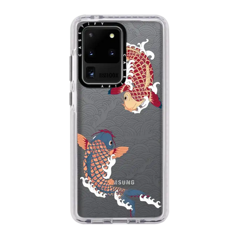 koi fish Japanese tattoo style transparent pattern