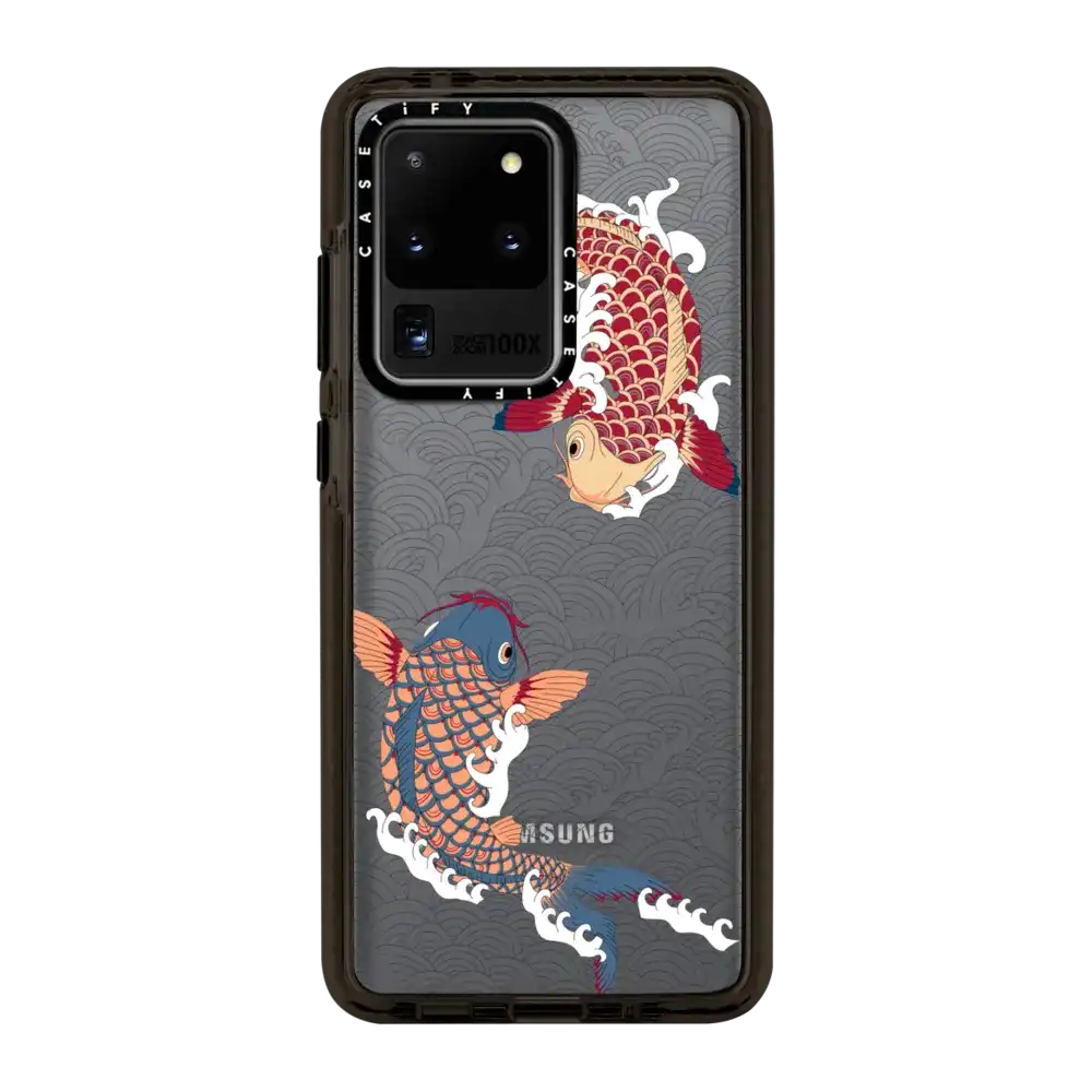 koi fish Japanese tattoo style transparent pattern
