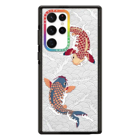 koi fish Japanese tattoo style transparent pattern