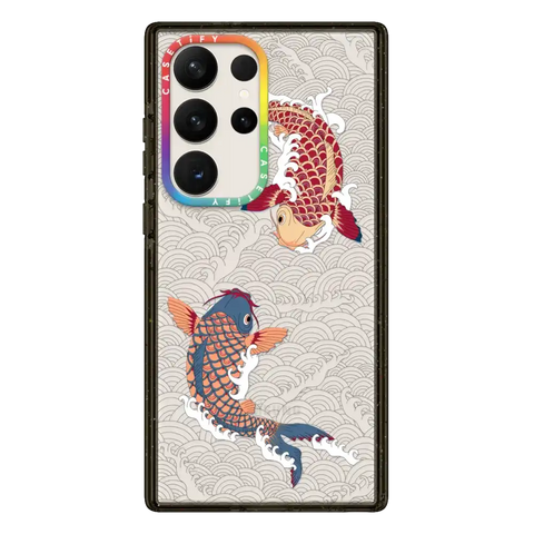 koi fish Japanese tattoo style transparent pattern