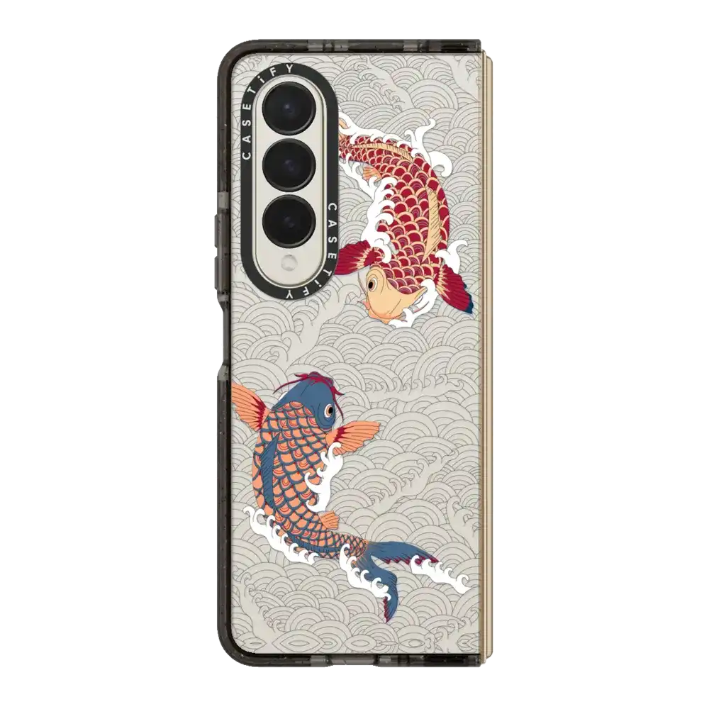 koi fish Japanese tattoo style transparent pattern