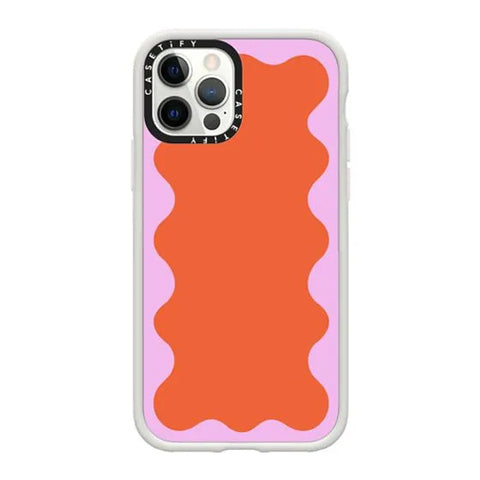 Pink Wavy Border on Orange