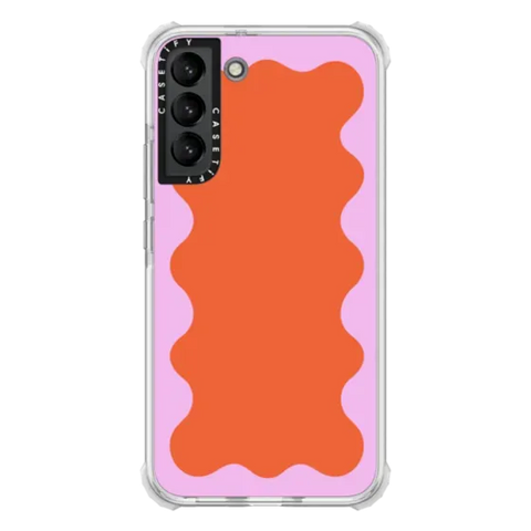 Pink Wavy Border on Orange