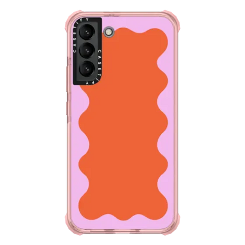 Pink Wavy Border on Orange