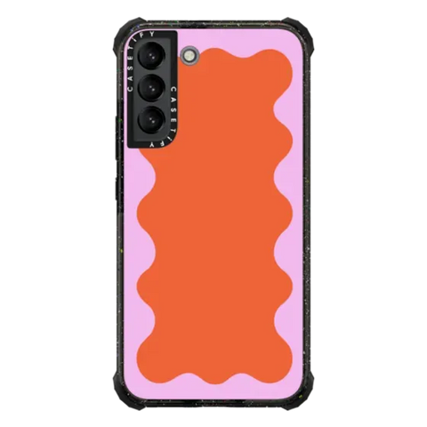 Pink Wavy Border on Orange