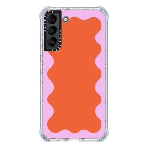 Pink Wavy Border on Orange