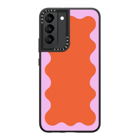 Pink Wavy Border on Orange