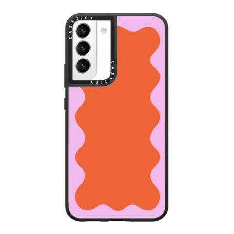 Pink Wavy Border on Orange