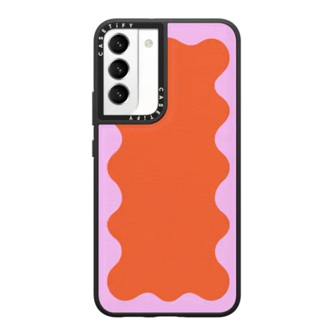Pink Wavy Border on Orange