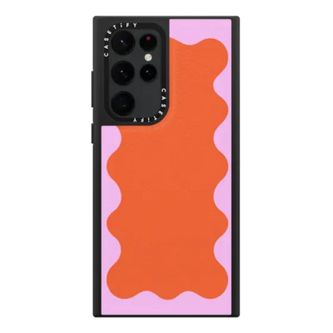 Pink Wavy Border on Orange