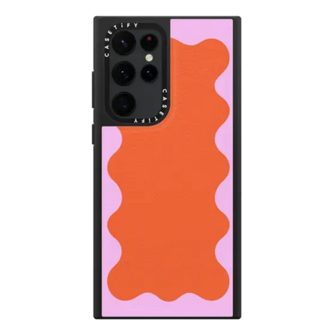 Pink Wavy Border on Orange