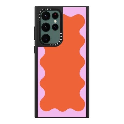 Pink Wavy Border on Orange