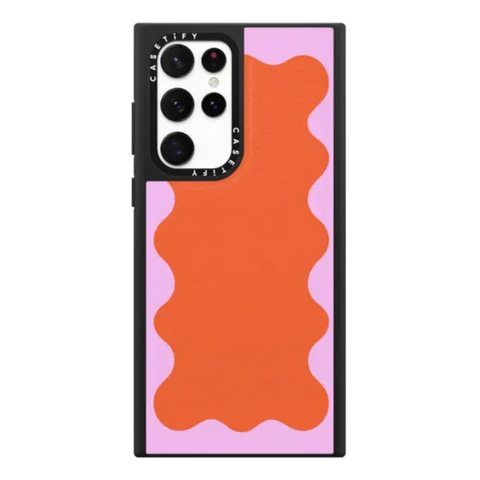 Pink Wavy Border on Orange