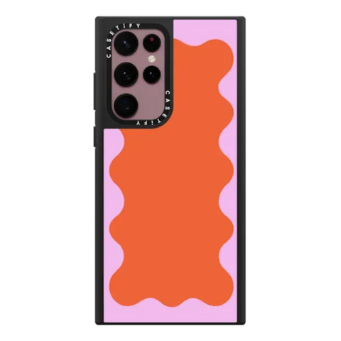 Pink Wavy Border on Orange