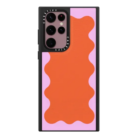 Pink Wavy Border on Orange