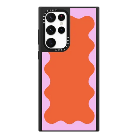 Pink Wavy Border on Orange