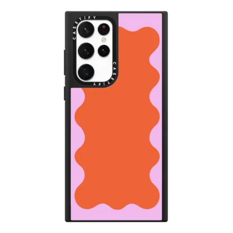 Pink Wavy Border on Orange