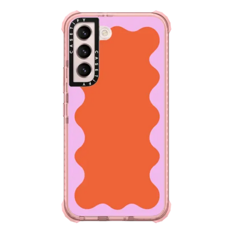 Pink Wavy Border on Orange