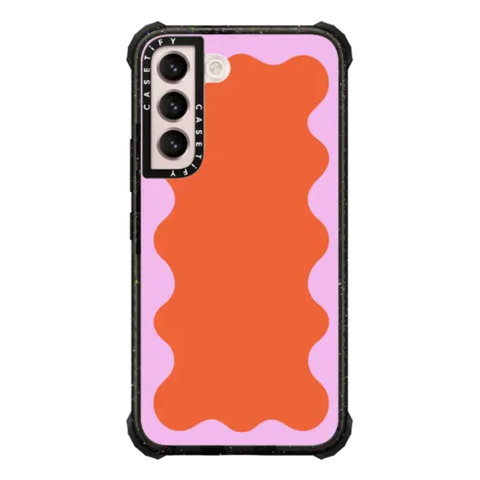Pink Wavy Border on Orange
