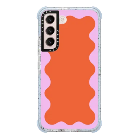 Pink Wavy Border on Orange