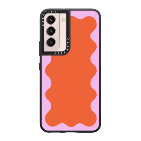 Pink Wavy Border on Orange