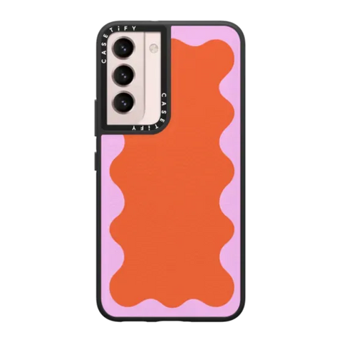 Pink Wavy Border on Orange