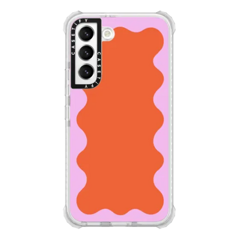 Pink Wavy Border on Orange