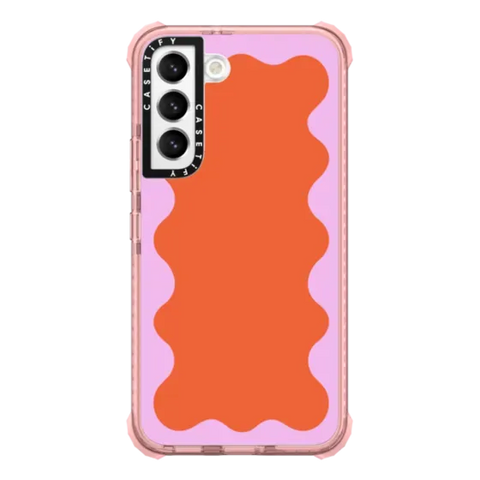 Pink Wavy Border on Orange
