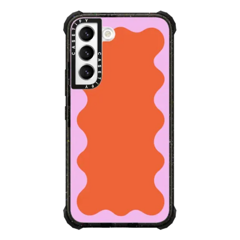 Pink Wavy Border on Orange