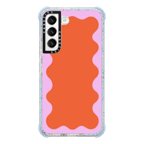 Pink Wavy Border on Orange