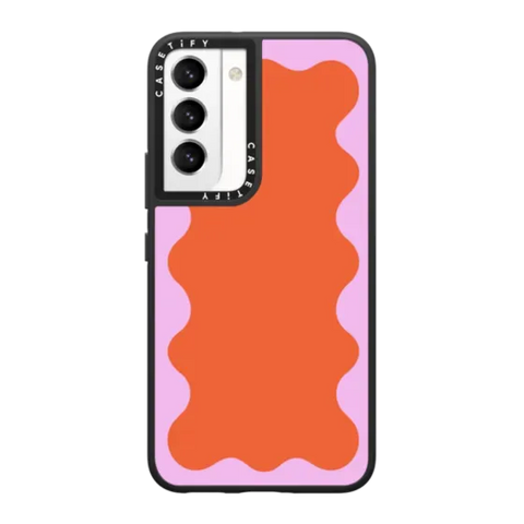 Pink Wavy Border on Orange
