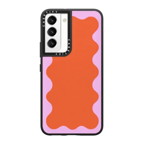 Pink Wavy Border on Orange