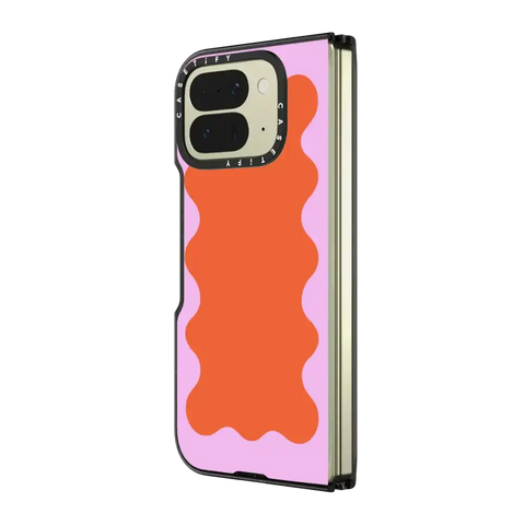 Pink Wavy Border on Orange