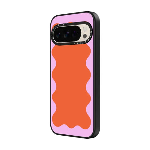 Pink Wavy Border on Orange