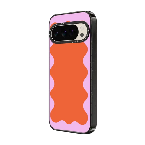 Pink Wavy Border on Orange
