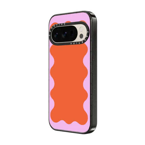 Pink Wavy Border on Orange