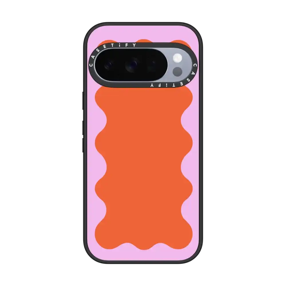 Pink Wavy Border on Orange