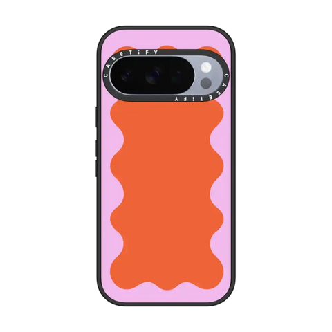 Pink Wavy Border on Orange